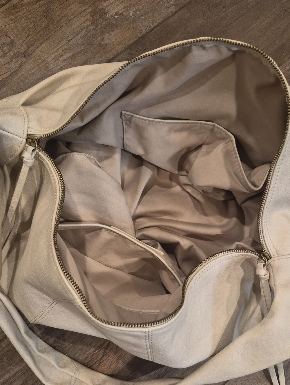 Free People Ivory Vegan Leather Slouchy Hobo Carryall Shoulder Crossbody Bag